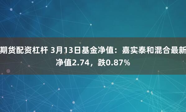 期货配资杠杆 3月13日基金净值：嘉实泰和混合最新净值2.74，跌0.87%